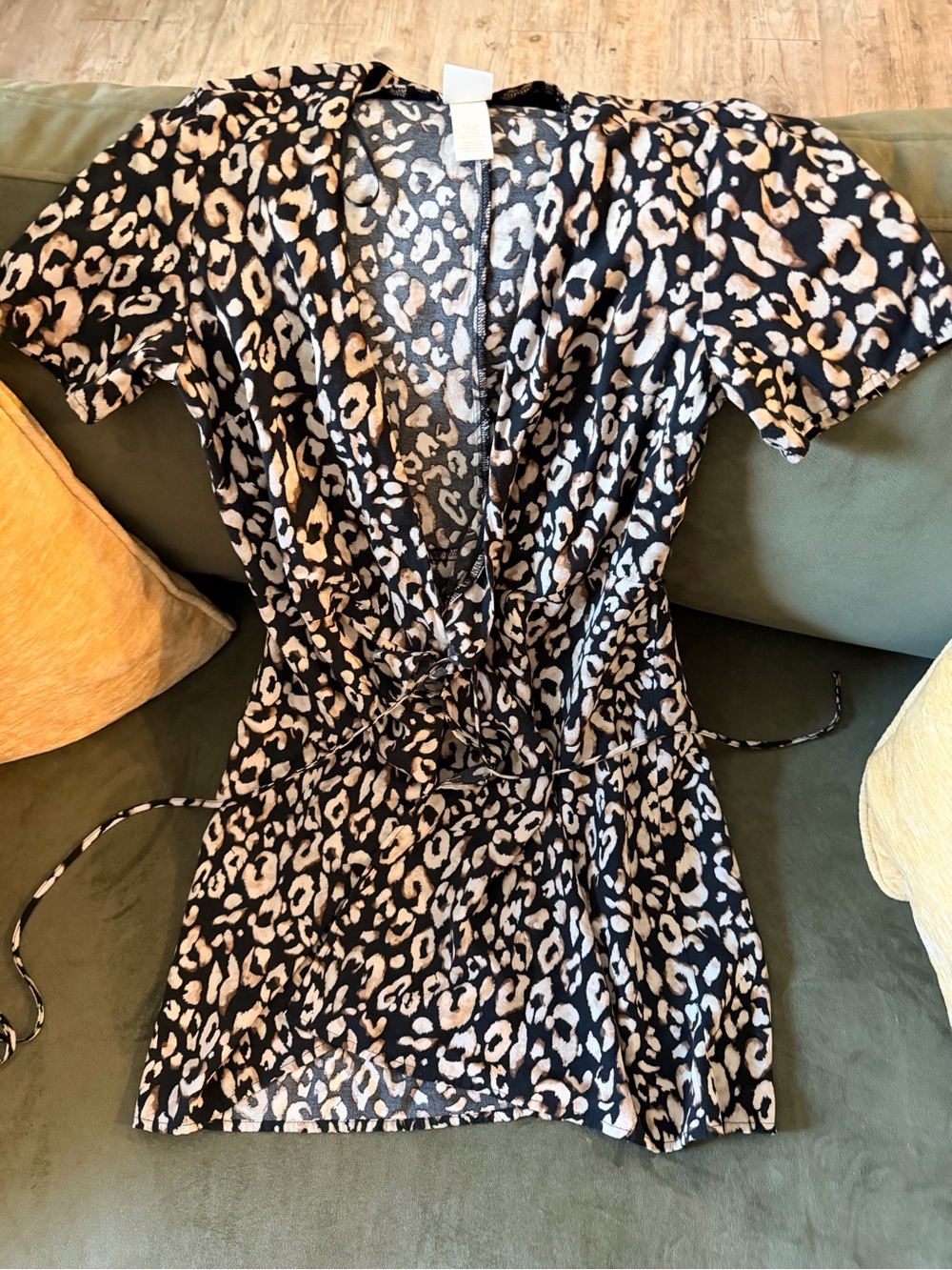 H&M Leopard Print Wrap Dress - Black and Tan